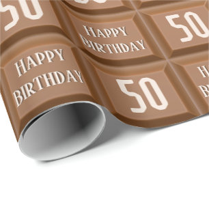 Papel De Presente Feliz 50º aniversário Bar de chocolate doce