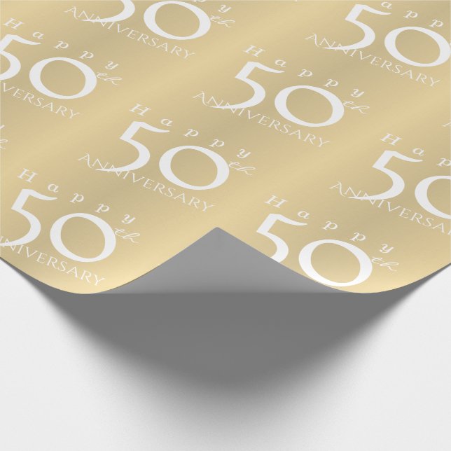 Papel De Presente "Feliz 50º aniversário" Matte Dourado Color (Ponta)
