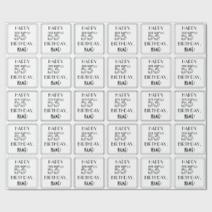 Papel De Presente FELIZ 53º ANIVERSÁRIO; Estilo de Deco de Arte; Nom