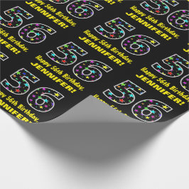 Papel De Presente Feliz 56º aniversário, Diversão de Estrelas Colori