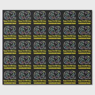 Papel De Presente Feliz 62º aniversário, Diversão de Estrelas Colori