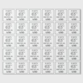 Papel De Presente FELIZ 63º ANIVERSÁRIO; Estilo de Deco de Arte; Nom