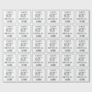 Papel De Presente FELIZ 63º ANIVERSÁRIO; Estilo de Deco de Arte; Nom