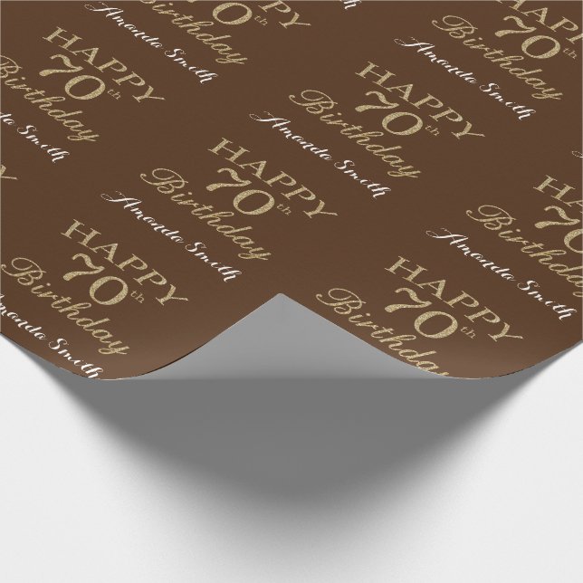 Papel De Presente Feliz 70 Birthday Dourado Glitter e Brown (Ponta)
