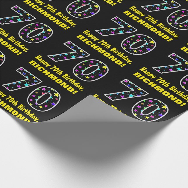 Papel De Presente Feliz 70 de aniversário, Diversão de Estrelas Colo (Ponta)