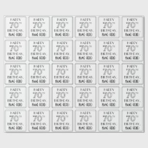 Papel De Presente FELIZ 70 NIRTHDAY; Art Deco Style; Custom Name