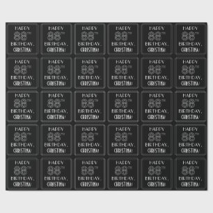 Papel De Presente FELIZ 88.º ANIVERSÁRIO; Estilo de Deco de Arte com