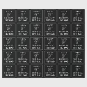 Papel De Presente FELIZ 9º ANIVERSÁRIO; Estilo de Deco de Arte com N