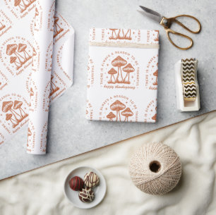 Papel De Presente Feliz ação de graças cogumelo caprichoso terracota