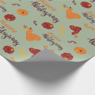 Papel De Presente Feliz Ação de Graças Feliz Pumpkin Vermelho e Lara