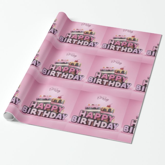Papel De Presente Feliz aniversário (Desenrolado)