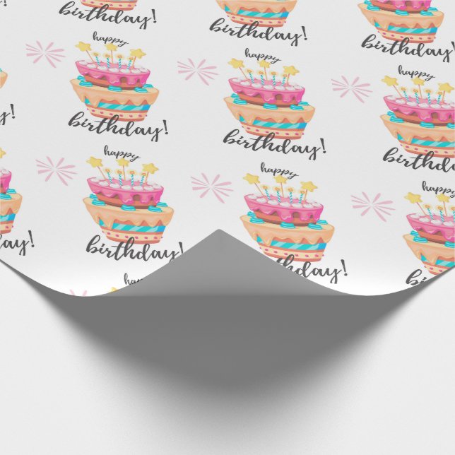 Papel De Presente Feliz aniversário (Ponta)