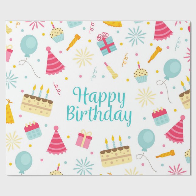 Papel De Presente Feliz aniversário (Aberto)