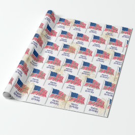 Papel De Presente Feliz aniversário - bandeira americana