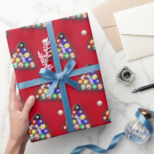 Papel De Presente Feliz aniversário Billiard Balls em Vermelho