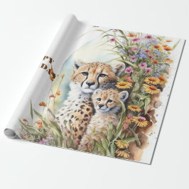 Papel De Presente Feliz aniversário Cheetah Baby e mamãe