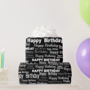 Papel De Presente Feliz Aniversário Chic