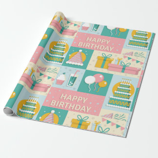 Papel De Presente Feliz aniversario colorido do divertimento