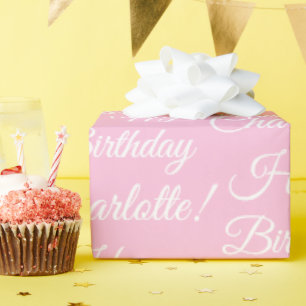 Papel De Presente Feliz Aniversário com nome de script personalizado