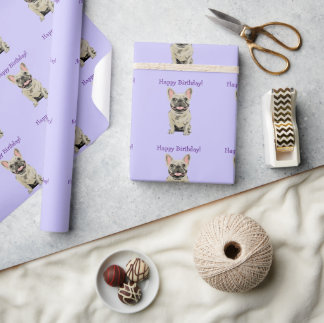 Papel De Presente Feliz aniversário -Cream French Bulldog