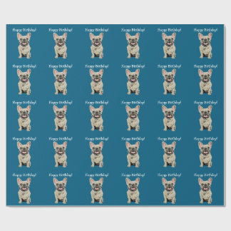 Papel De Presente Feliz aniversário -Cream French Bulldog