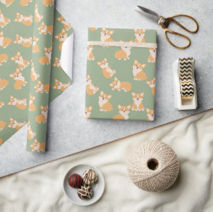 Papel De Presente Feliz Aniversário, Cute Corgi Patterno para Cachor