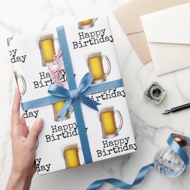 Papel De Presente Feliz Aniversário Da Boca Branca (Presentear)