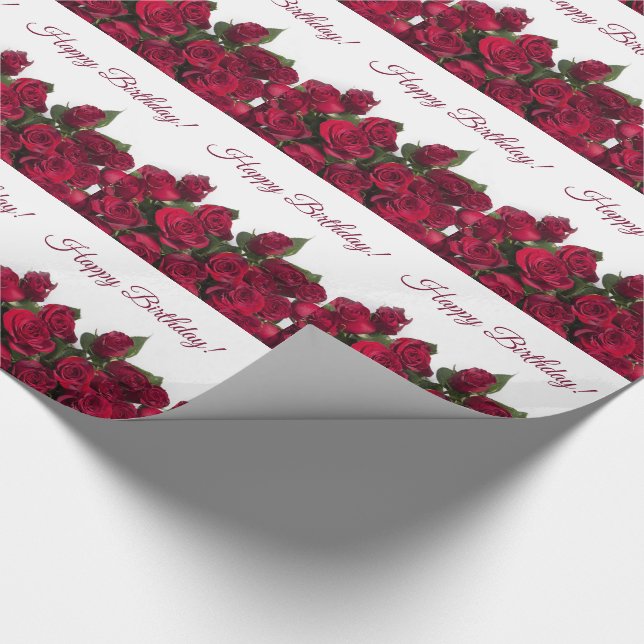 Papel De Presente Feliz aniversario das rosas vermelhas (Ponta)