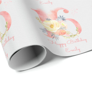 Papel De Presente Feliz Aniversário de 16 anos Floral