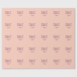 Papel De Presente Feliz aniversário de 1 ano laranja roxo boho retrô