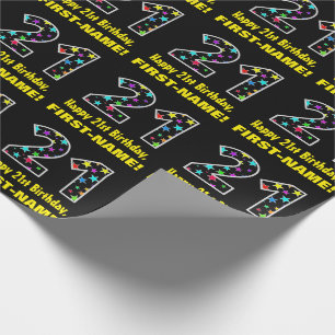 Papel De Presente Feliz aniversário de 21 anos, Diversão de Estrelas