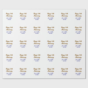 Papel De Presente Feliz aniversário de 30 casamento ouro azul real
