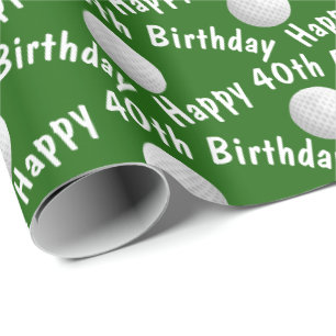 Papel De Presente Feliz aniversário de 40 anos golfe bolas