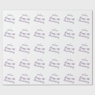 Papel De Presente Feliz aniversário de 50 anos nome roxo simples 