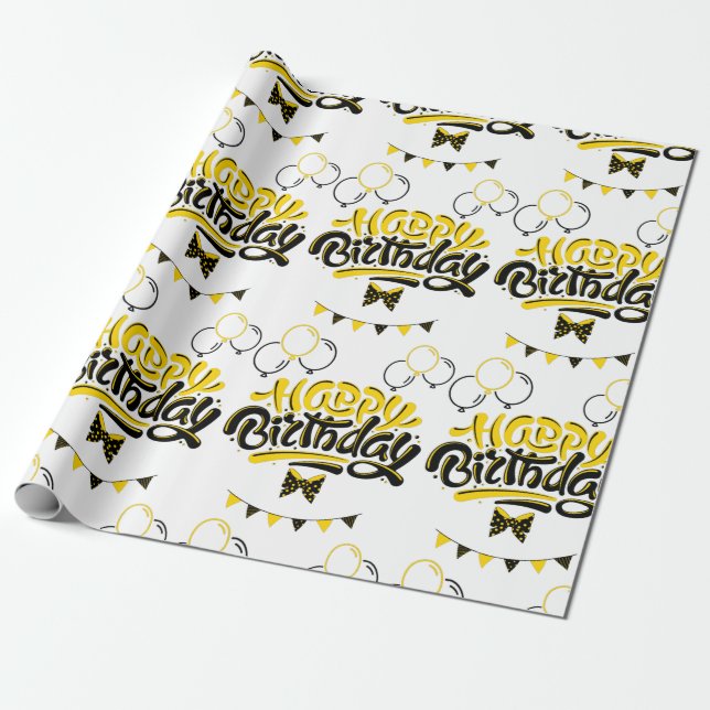 Papel De Presente Feliz Aniversário de Brincadeira (Desenrolado)