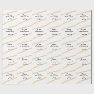 Papel De Presente Feliz aniversário de casamento linhas laranja past