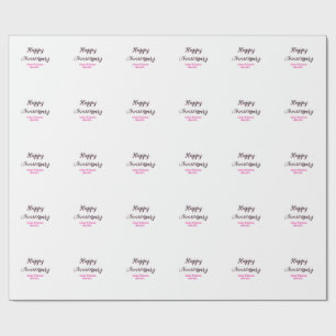 Papel De Presente Feliz aniversário de casamento nome data ano simpl