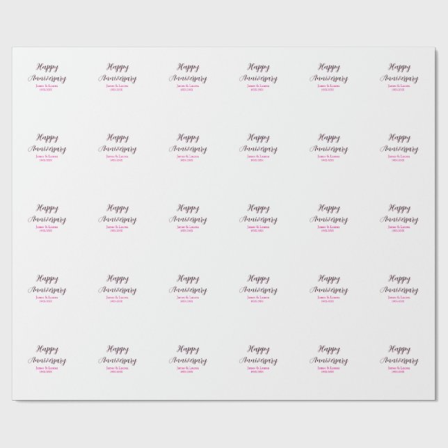 Papel De Presente Feliz aniversário de casamento nome data ano simpl (Aberto)