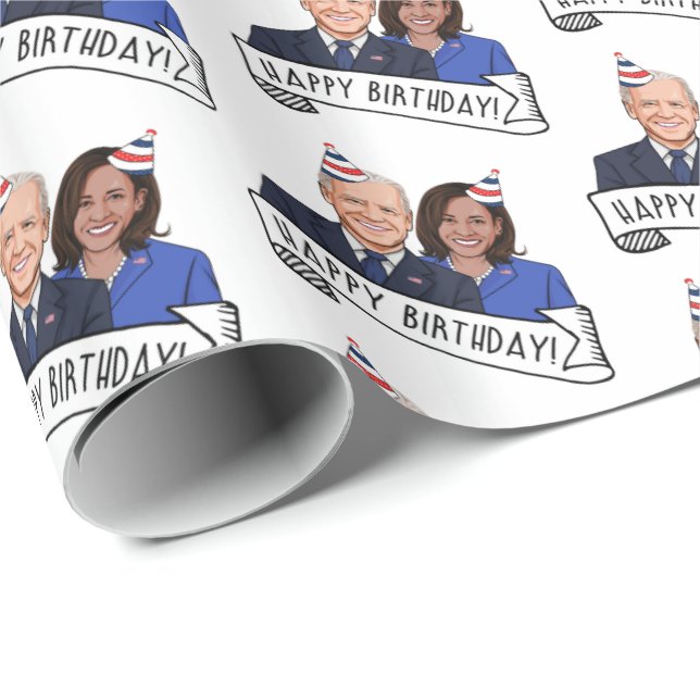 Papel De Presente Feliz aniversário de Joe e Kamala (Ponta do rolo)