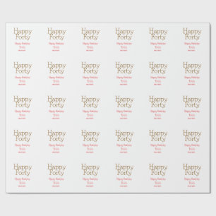 Papel De Presente feliz aniversário de quarenta anos nome dourado ve