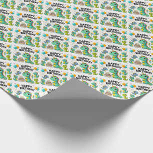 Papel De Presente Feliz aniversário Dinossauros