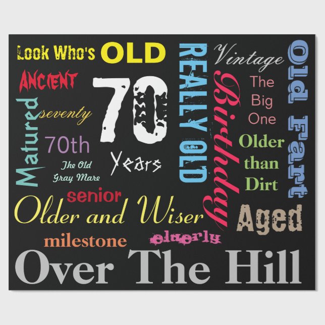 Papel De Presente feliz aniversario do 70 em um grande design dos (Aberto)