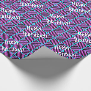 Papel De Presente Feliz Aniversário do Blueberry & Grape Colors Squa