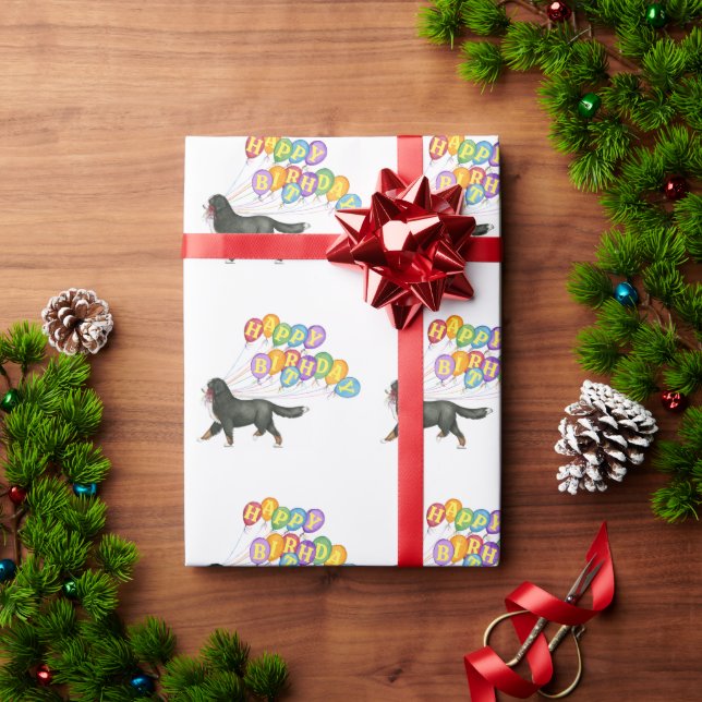 Papel De Presente Feliz Aniversário do Cão da Montanha Bernês (Presente de Natal)