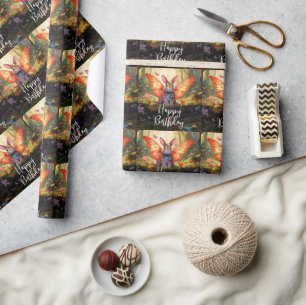 Papel De Presente Feliz Aniversário do Coelhinho Quente