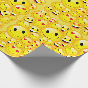 Papel De Presente Feliz Aniversário do Rosto Amarelo Festa Emoji