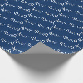 Papel De Presente Feliz aniversário em azul