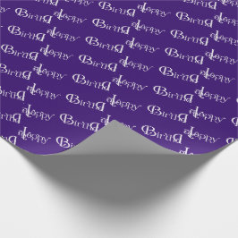 Papel De Presente Feliz aniversário em roxo