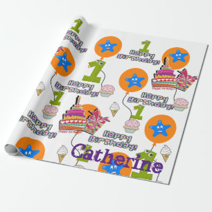 Papel De Presente Feliz Aniversário Enrolando Balões de Papel #1