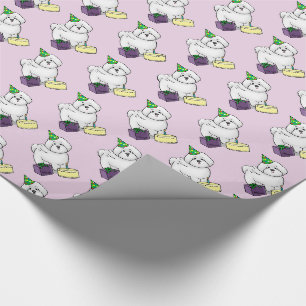 Papel De Presente Feliz Aniversário (Festa) Cão-Fome Bichon - Bonito